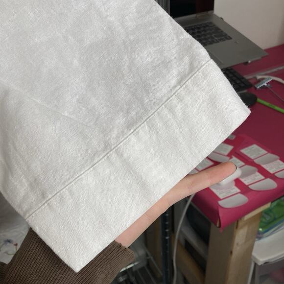 Susan Graver Women's White Linen Embroidered Button Up Shirt Size XL Boxy Boho - Picture 10 of 12